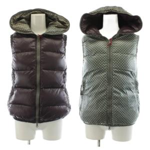 Febe-erre ダウンベスト ジップアップ リバーシブル ナイロン アウター 40 グレー 紫 パープル