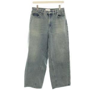 タグ付き ワイドデニムパンツ ジーンズ ウォッシュ加工 2 水色 ライトブルー GGZ1051103A0001