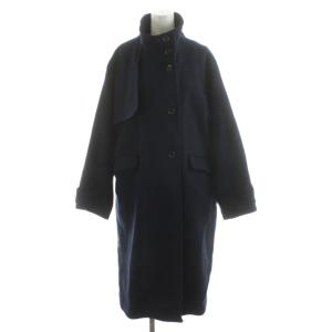 Bellandi スタンドカラーコート ロング丈 ウール アウター 38 紺 ネイビー 22020462701030