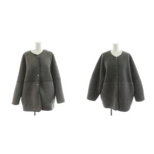 リバーシブルボアジャケット ノーカラー アウター M グレー 1625-6-000010 /AN63