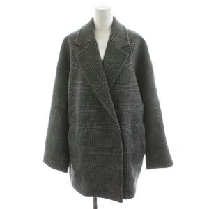 スーパー140ビーバーテーラーコート ミドル丈 チェック柄 ウール アウター 38 グレー 22020400904130