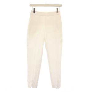 24SS ドライオックスフロントスリットパンツ スラックス ストレッチ 無地 ワンカラー 麻 リネン混