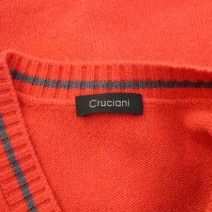 Cruciani ニットベスト プルオーバー Vネック カシミヤ バイカラー 50 赤 レッド グレー /BB