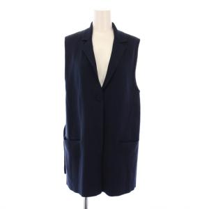 ミラノリブロングノッチジレ ベスト シングル ストレッチ ワンカラー 無地 F 紺 ネイビー 21-109-12-040427