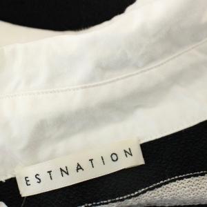 ESTNATION 24SS ラガーシャツカラーニット ノースリーブ カットソー ボーダー F 黒 ブラック /G
