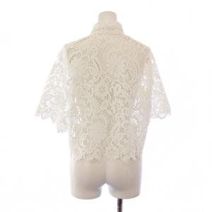 ESTNATION 24SS フラワーレースクロップドシャツ ブラウス 半袖 レギュラーカラー ショート丈 ワンカラー 花柄