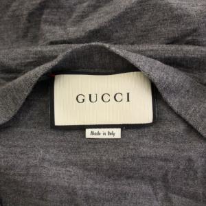 GUCCI ニットカーディガン 長袖 Vネック ストレッチ ワンカラー 無地 ウール S グレー /BB