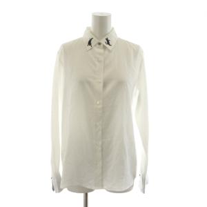 シャツ ブラウス 長袖 40 白 ホワイト 猫刺繍 /RR