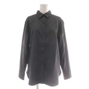 シャツ ウール 40 グレー 無地 レギュラーカラー 長袖 /AU