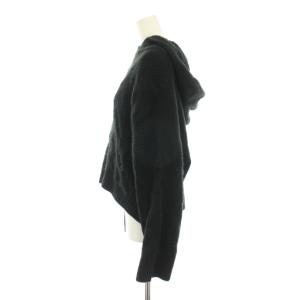 A/X ARMANI EXCHANGE ニット セーター パーカー 長袖 ケーブル編み ローゲージ フード ショート丈 M 黒 ブラック 6RYM1S