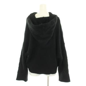 A/X ARMANI EXCHANGE ニット セーター パーカー 長袖 ケーブル編み ローゲージ フード ショート丈 M 黒 ブラック 6RYM1S