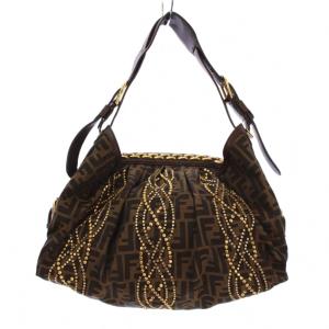 ズッカ スタッズ ワンショルダーバッグ ブラウン