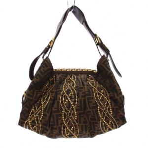 FENDI ズッカ スタッズ ワンショルダーバッグ ブラウン
