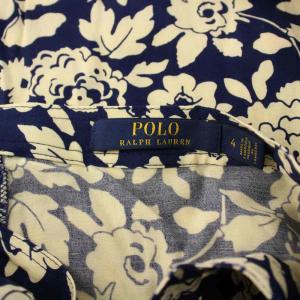 POLO RALPH LAUREN フレアスカート ロング 花柄 4 紺 ベージュ /KH