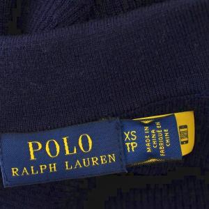POLO RALPH LAUREN ニット ポロシャツ ワンピース ロング プリーツ 長袖 XS ネイビー 紺 /G