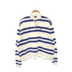 ラガーシャツ ポロシャツ 長袖 ボーダー柄 XS ホワイト ブルー /DF