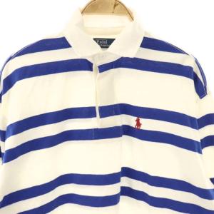 Polo by Ralph Lauren ラガーシャツ ポロシャツ 長袖 ボーダー柄 XS ホワイト ブルー /DF