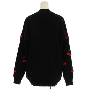 DOUBLE STANDARD CLOTHING チェリー刺繍 ビッグカーディガン F ブラック 0209-490-233