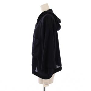 zucca ジップアップパーカー ジャケット シアー シースル ショート丈 ワンカラー ストレッチ M 紺 ネイビー