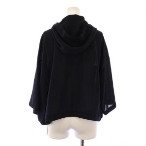 zucca ジップアップパーカー ジャケット シアー シースル ショート丈 ワンカラー ストレッチ M 紺 ネイビー