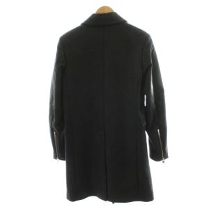 DIESEL チェスターコート ロング丈 ジップアップ レザー切り替え アウター M グレー /AN2