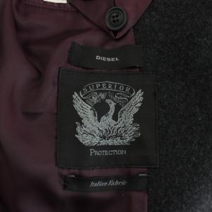 DIESEL チェスターコート ロング丈 ジップアップ レザー切り替え アウター M グレー /AN2