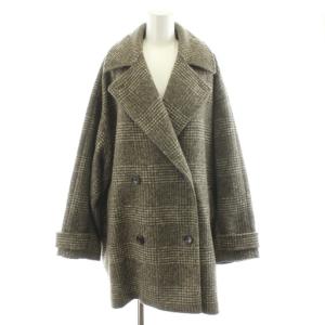 23AW Wスライバーチェックハーフコート アウター 38 ベージュ 23020200204040 /AN35