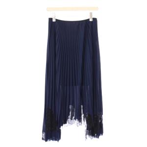 Helmut Lang フレアスカート レース M ネイビー ブラック
