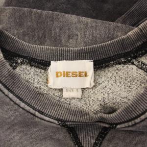 DIESEL スウェット トレーナー 長袖 クルーネック ストレッチ ロゴ ダメージ加工 S グレー /BB