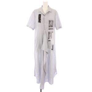 ヨウジヤマモト シャツワンピース 半袖 ロング プリント 1 グレー YI-D01-027 /KH