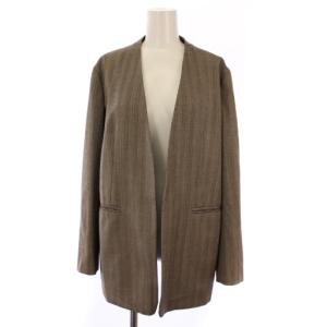 UNTITLED セットアップ 上下 ノーカラージャケット 総裏地 パンツ ジップフライ ストライプ柄 ウール 2 ベージュ