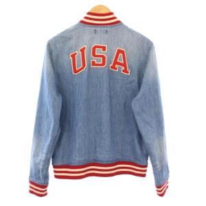 POLO RALPH LAUREN デニムジャケット スタジャン ブルゾン アウター ショート丈 切替 ロゴ XL 青 ブルー /BB