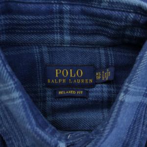 POLO RALPH LAUREN ネルシャツ カジュアルシャツ 長袖 レギュラーカラー チェック柄 XS 青 ブルー /BB
