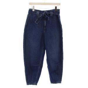デニムパンツ ジーンズ バルーン ジップフライ ベルト USED加工 ワンカラー W27 青 ブルー /BB