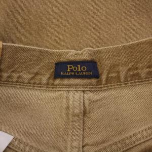 POLO RALPH LAUREN デニムパンツ ジーンズ ボタンフライ ワンカラー USED加工 W27 ベージュ タグ付き /BB