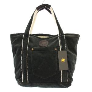 トートバッグ ハンドバッグ コーデュロイ ボア ロゴパッチ F 緑 グリーン タグ付き /BB