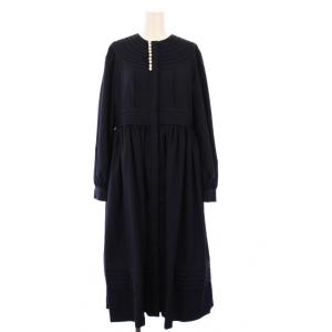 ワンピース ロング 長袖 刺繍 1 紺 22K507 /KH