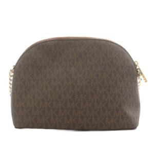 MICHAEL KORS ショルダーバッグ 総柄 ロゴ チェーン レザー 茶 ブラウン /AN17