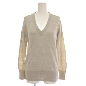 セーター Vネック ニット 長袖 カシミヤ混 1 グレー アイボリー ベージュ 16-02451 /YM