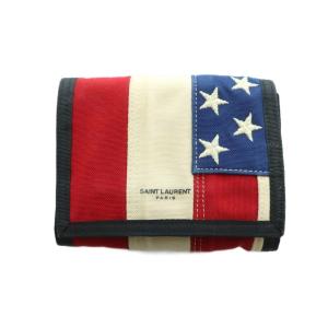 コンパクトウォレット 三つ折り財布 星条旗 マルチカラー ベージュ 赤 レッド /SS OS