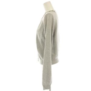 BLUGIRL ニットカーディガン ウール混 カシミヤ混 長袖 ビジュー装飾 ショート丈 グレー LQ0213306 /HN