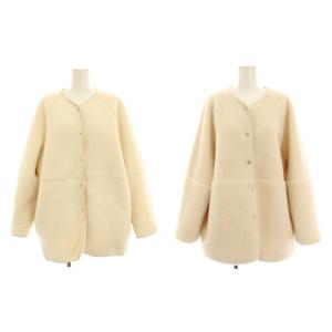 ボアムートン リバーシブルコート ノーカラーコート ロング 白 ホワイト 1625-699-4902 /HN