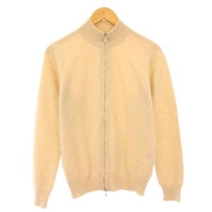 ニットジャケット ブルゾン アウター ショート丈 ジップアップ ウール 38 ベージュ /BB
