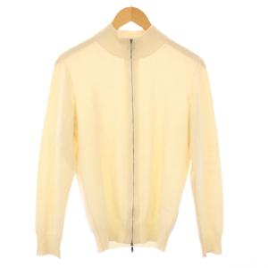 ニットジャケット ブルゾン アウター ショート丈 ジップアップ カシミヤ 40 アイボリー /BB