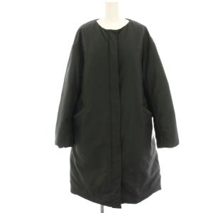 ダウンコート ノーカラーコート ロング ジップアップ ナイロン 38 黒 ブラック 3625-105-1349