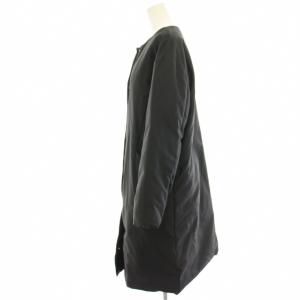 green label relaxing ダウンコート ノーカラーコート ロング ジップアップ ナイロン 38 黒 ブラック 3625-105-1349