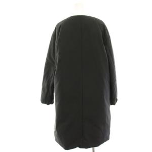 green label relaxing ダウンコート ノーカラーコート ロング ジップアップ ナイロン 38 黒 ブラック 3625-105-1349