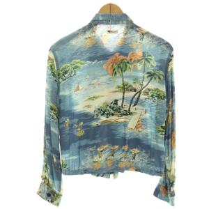 KAPITAL アロハシャツ シャツジャケット ブルゾン ジップアップ プリント 総柄 0 水色 ライトブルー 青 ブルー