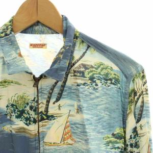 KAPITAL アロハシャツ シャツジャケット ブルゾン ジップアップ プリント 総柄 0 水色 ライトブルー 青 ブルー