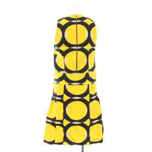 MARNI フレアワンピース ひざ丈 ノースリーブ Vネック 総柄 36 黄色 イエロー /BB